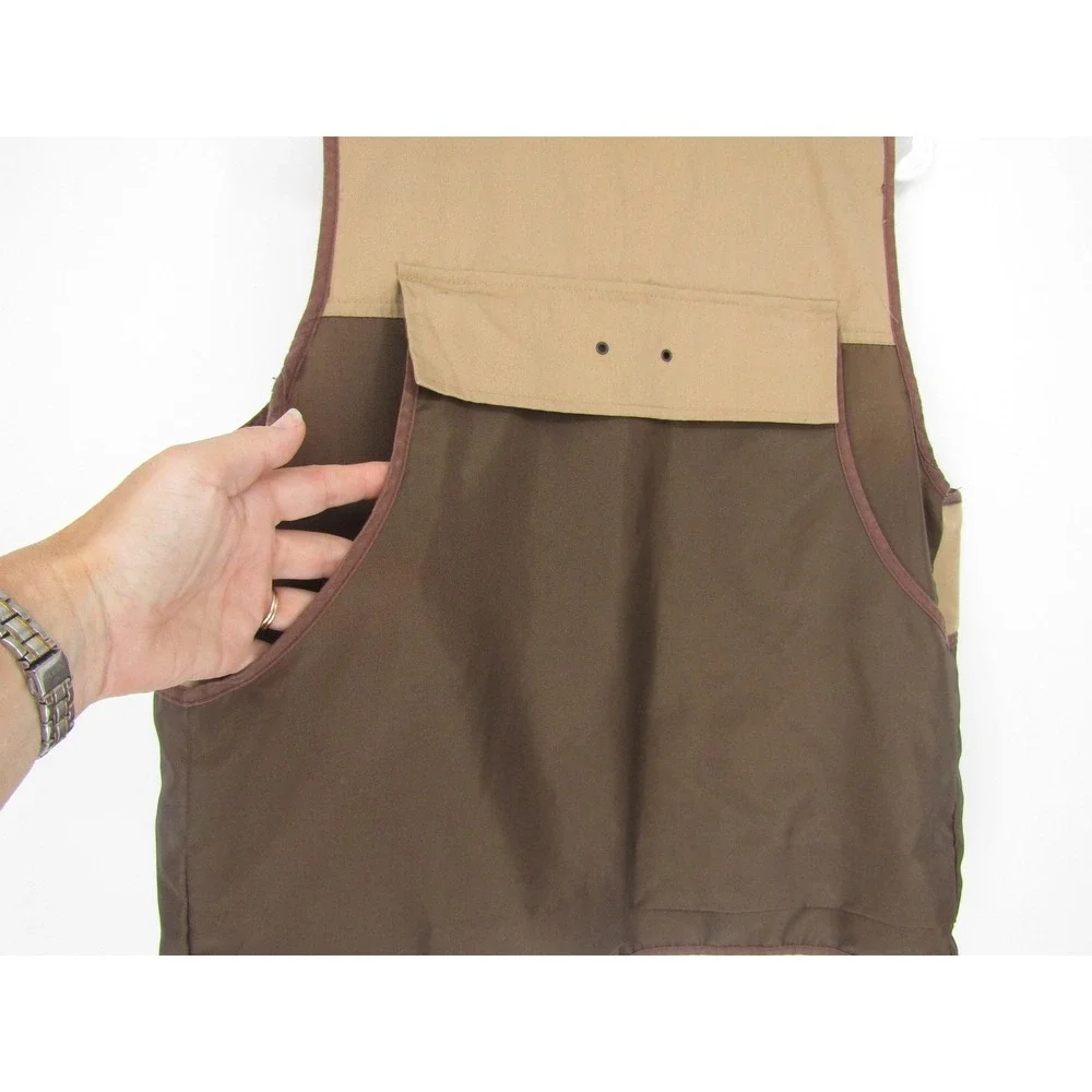 Hunting Shooting Vest XL Brown Tan Quilted Shoulder Utility Pocket Sport Outdoor